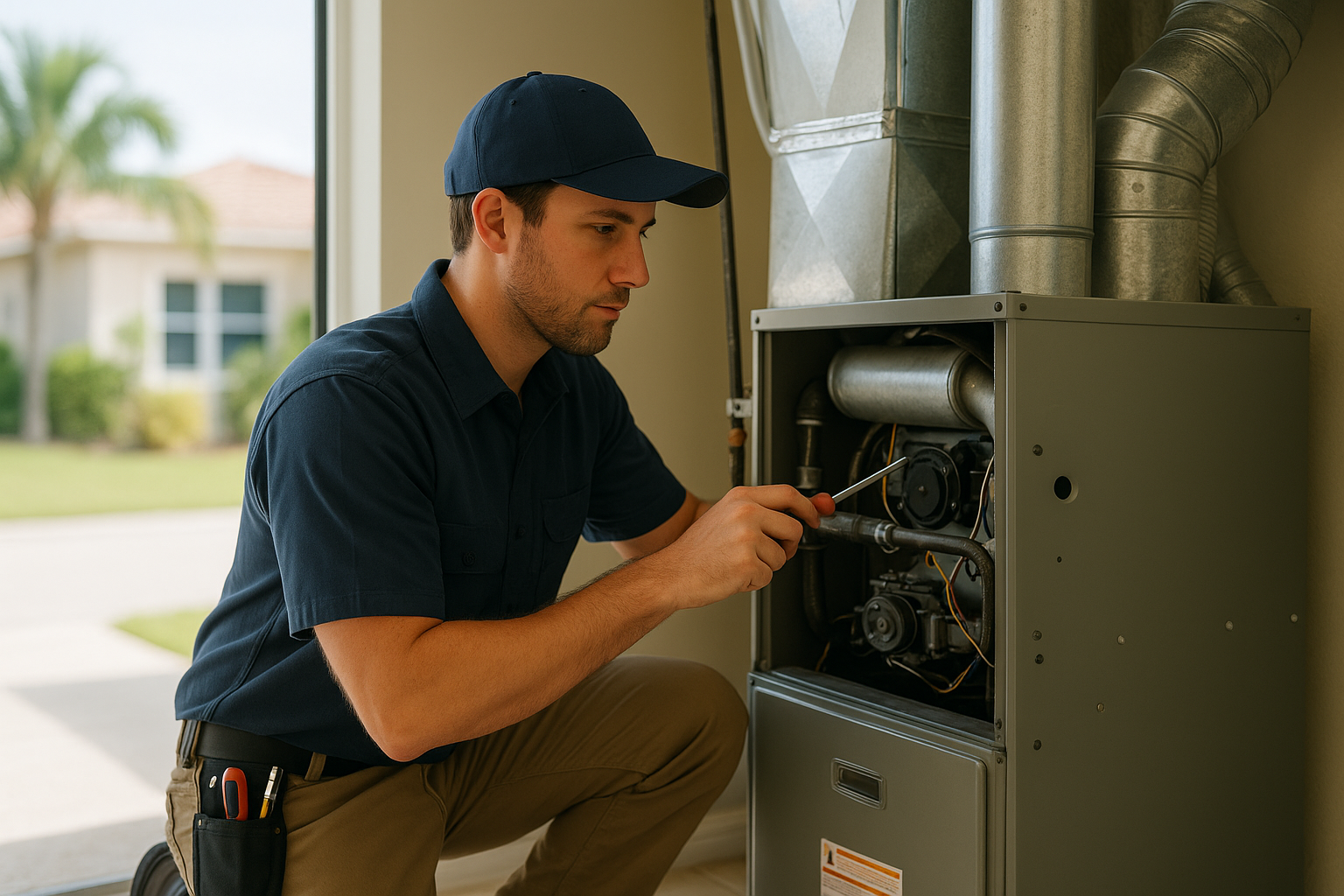 Editorial illustration depicting furnace repair
