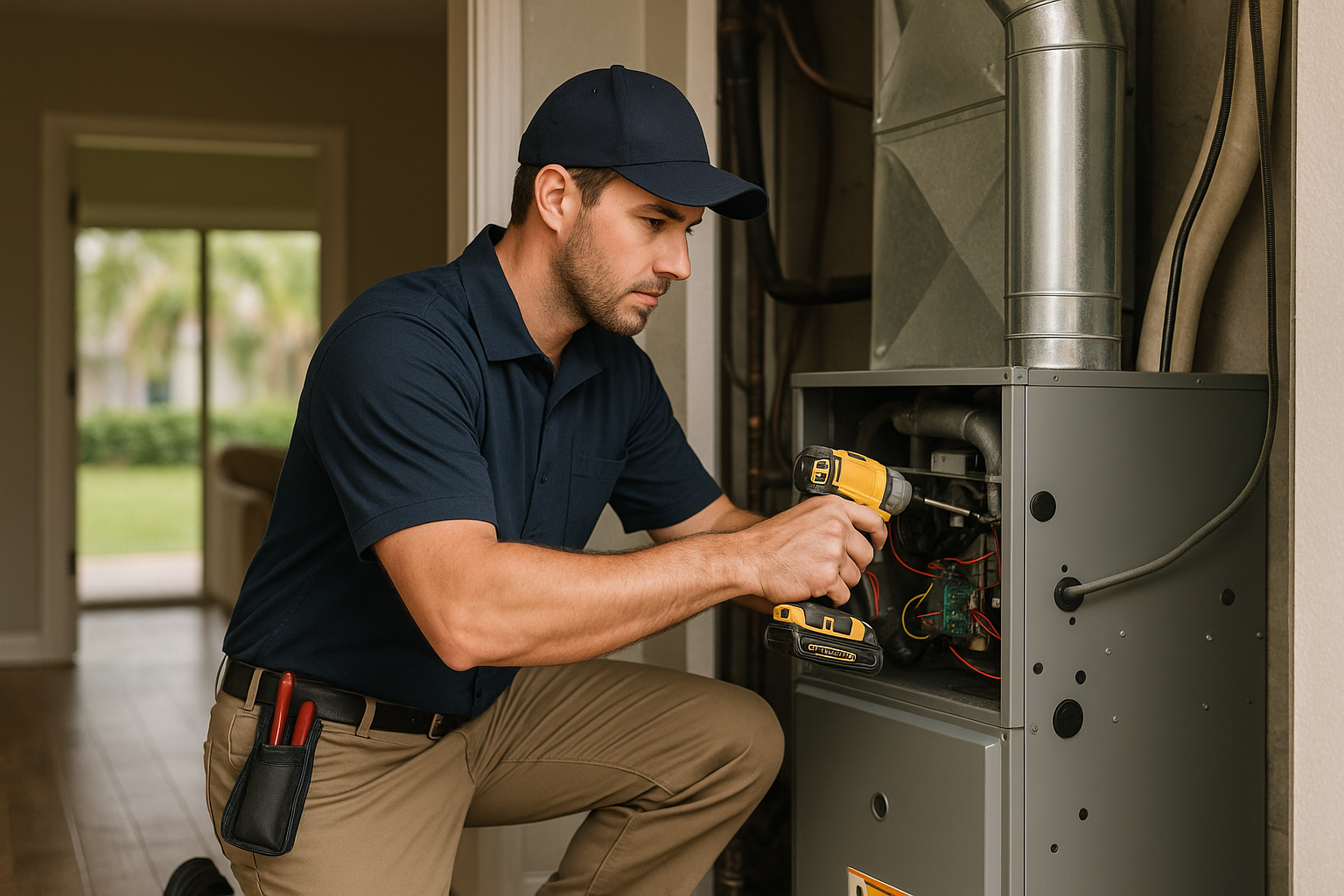 Editorial illustration depicting furnace service